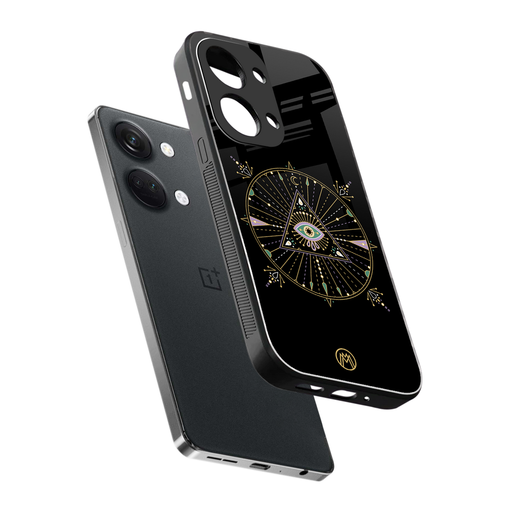 evil eye mandala black back phone cover | glass case for oneplus nord 3