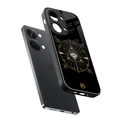 evil eye mandala black back phone cover | glass case for oneplus nord 3