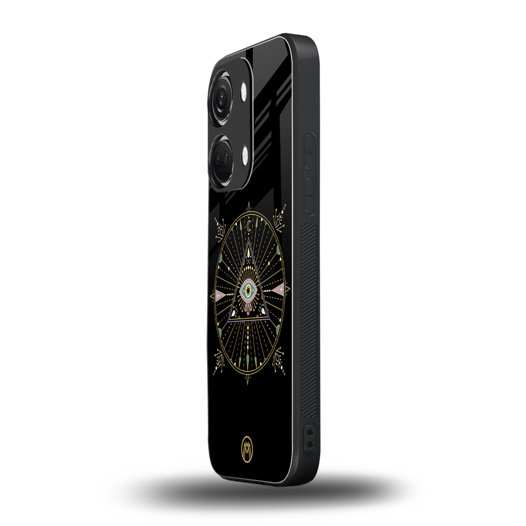 evil eye mandala black back phone cover | glass case for oneplus nord 3
