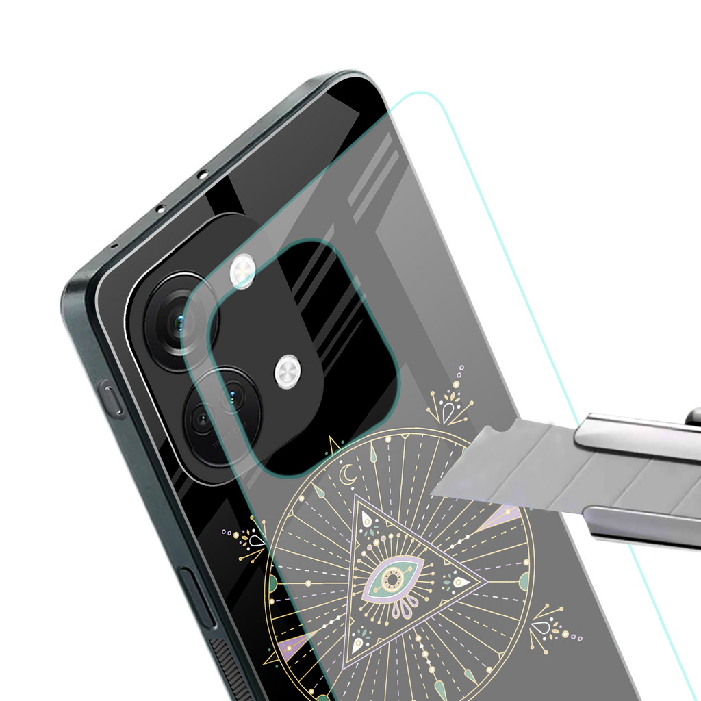 evil eye mandala black back phone cover | glass case for oneplus nord 3