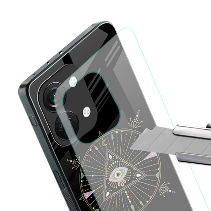 evil eye mandala black back phone cover | glass case for oneplus nord 3