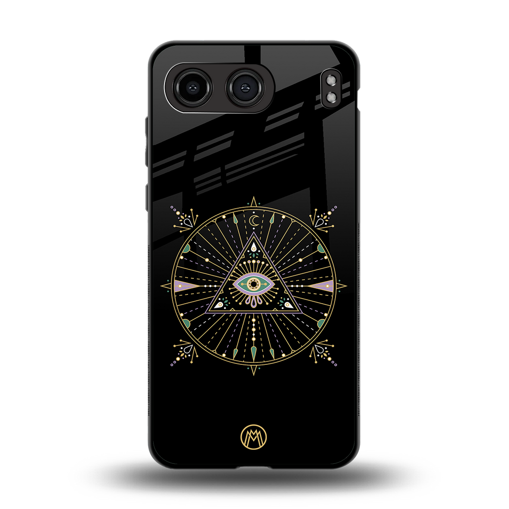 evil eye mandala black back phone cover | glass case for oneplus nord 4