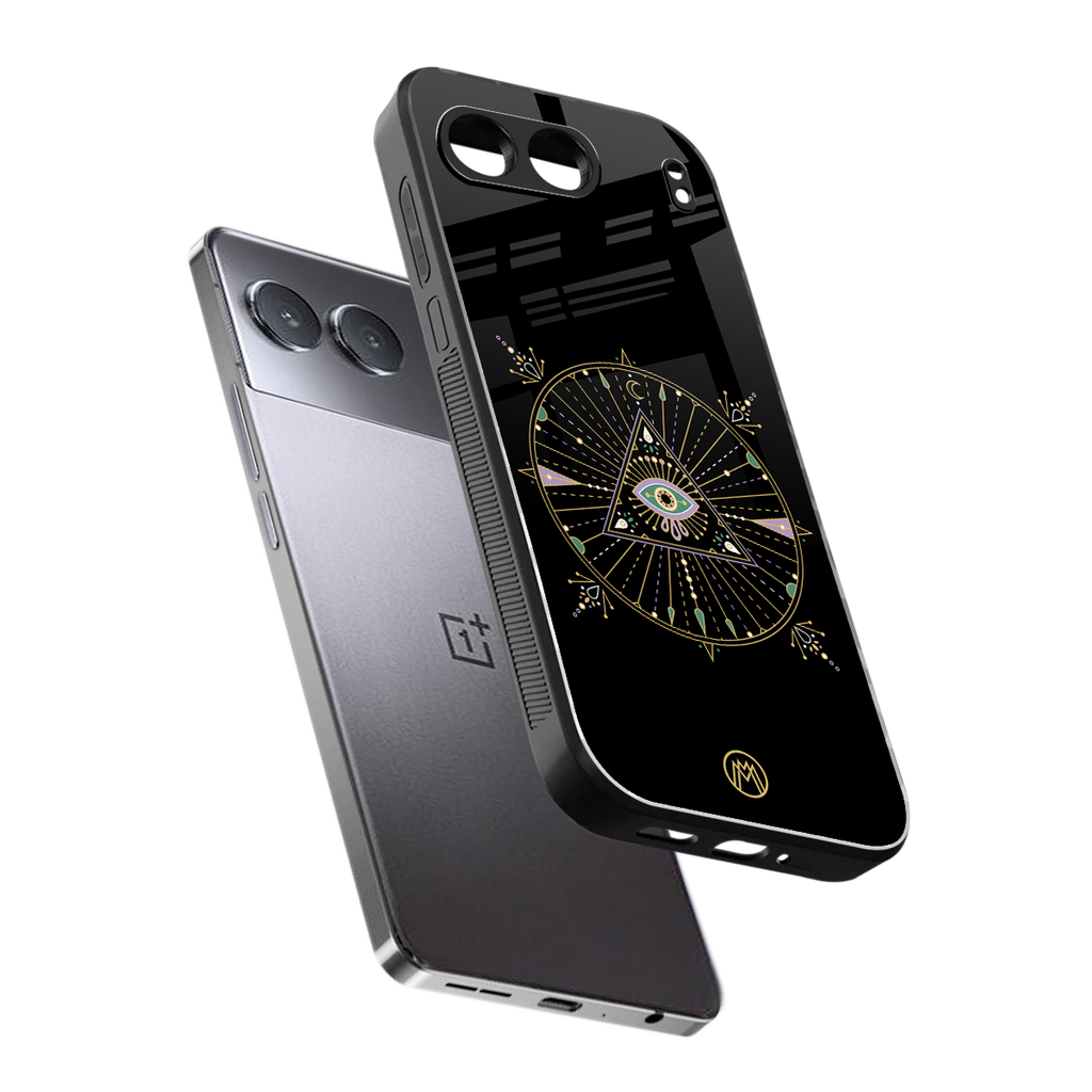 evil eye mandala black back phone cover | glass case for oneplus nord 4