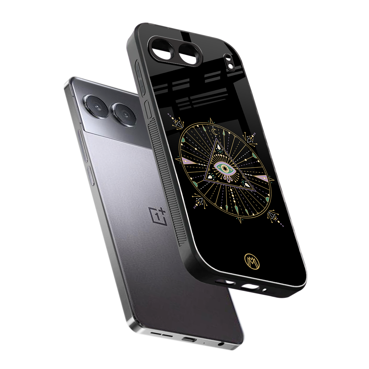evil eye mandala black back phone cover | glass case for oneplus nord 4