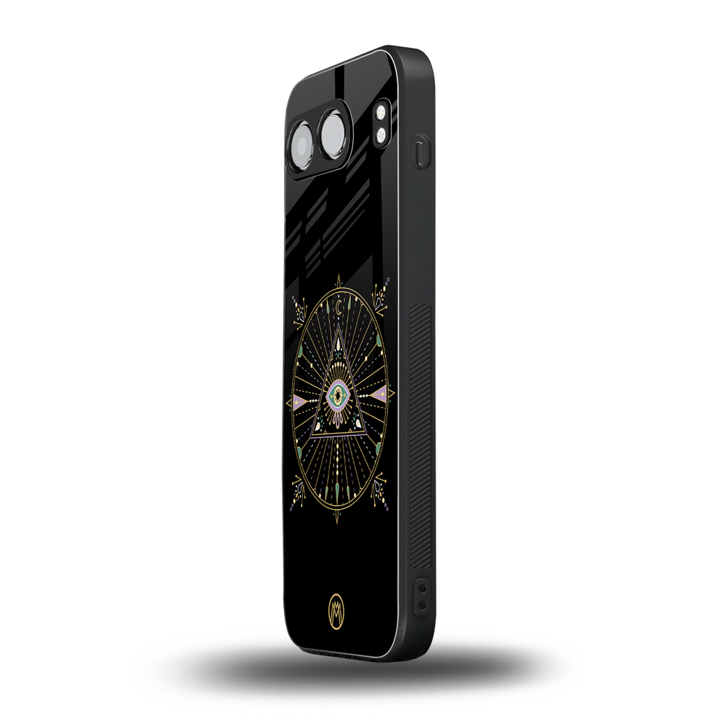 evil eye mandala black back phone cover | glass case for oneplus nord 4