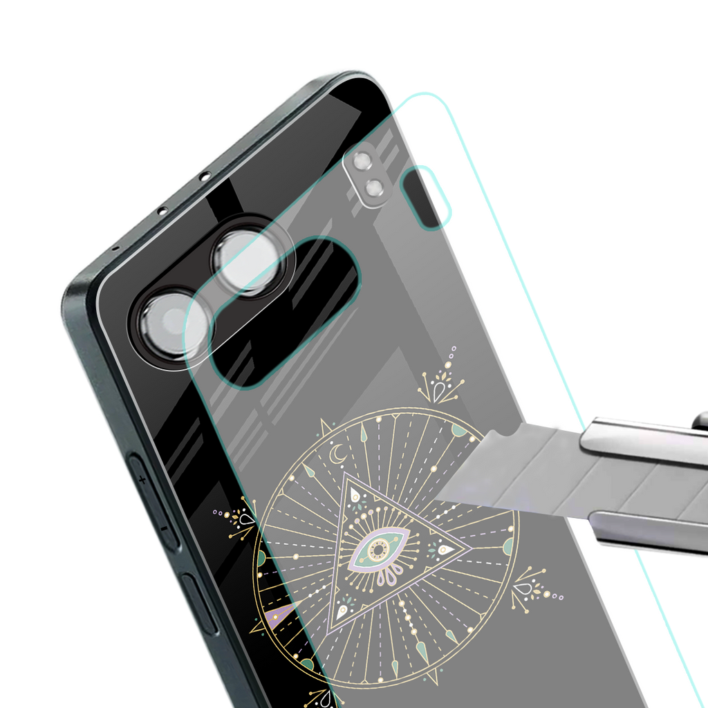 evil eye mandala black back phone cover | glass case for oneplus nord 4