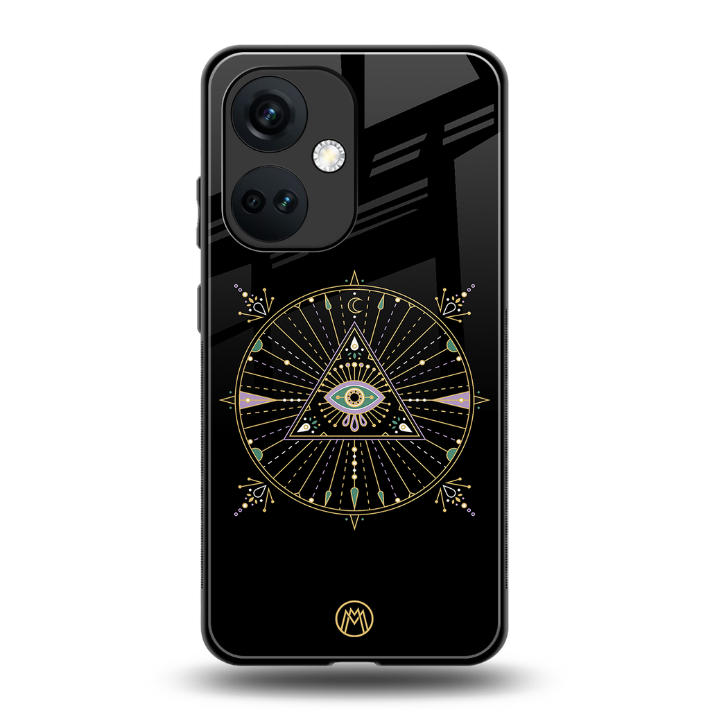 evil eye mandala black back phone cover | glass case for oneplus nord ce 3