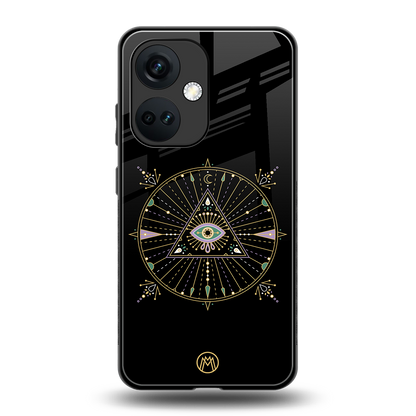 evil eye mandala black back phone cover | glass case for oneplus nord ce 3