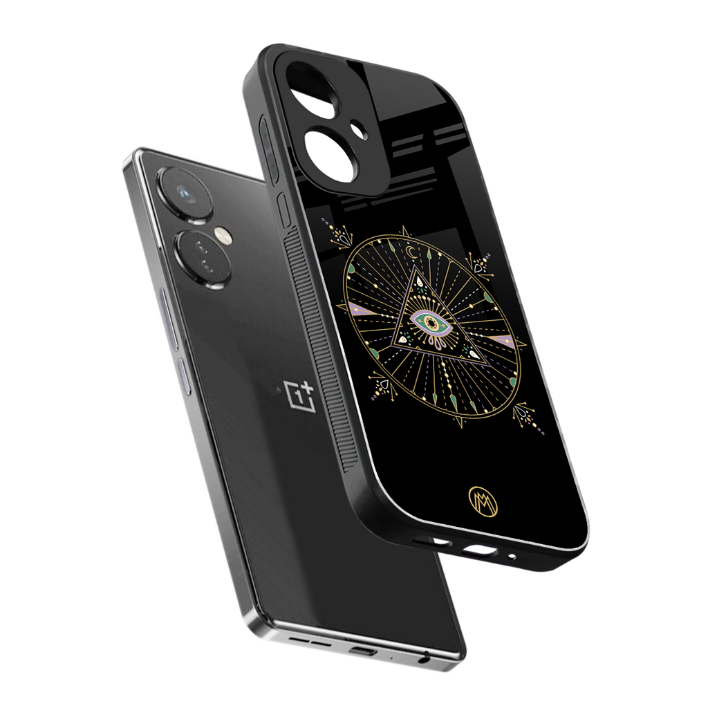 evil eye mandala black back phone cover | glass case for oneplus nord ce 3