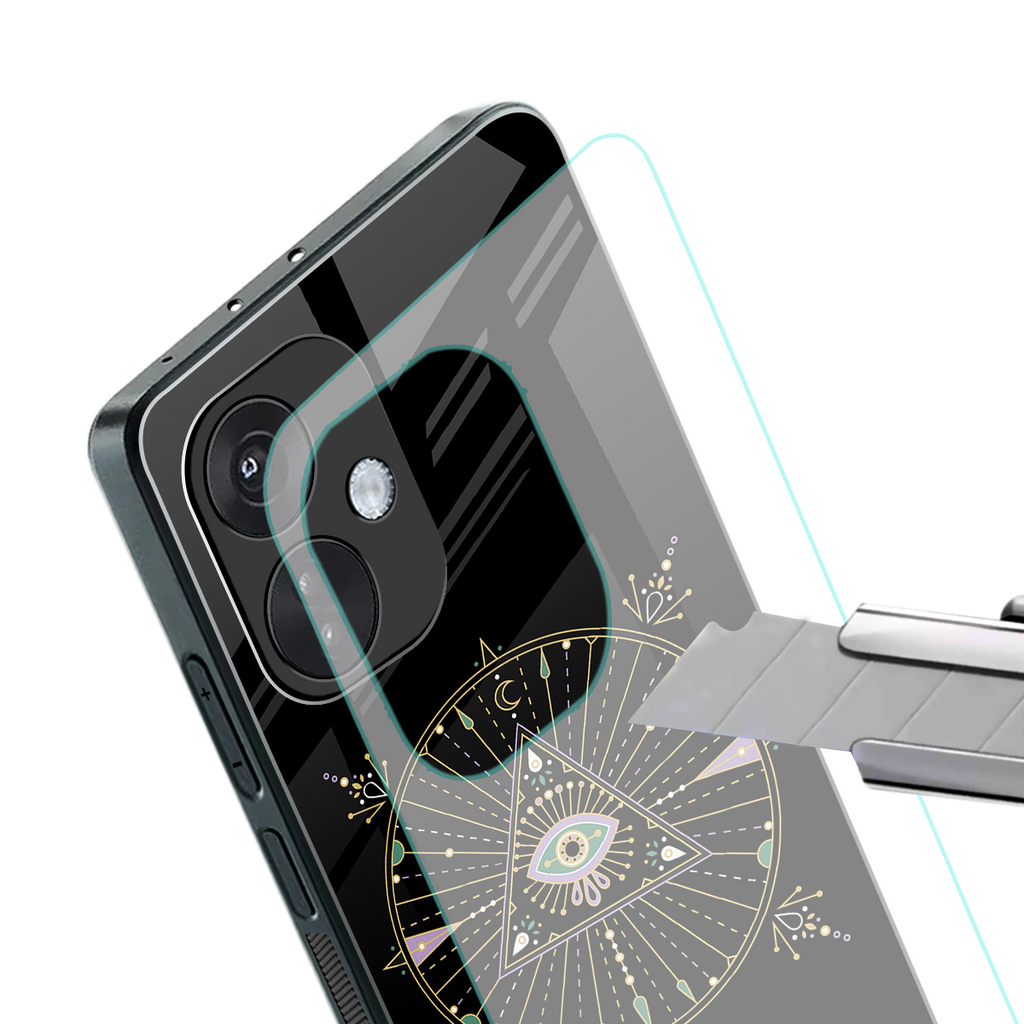 evil eye mandala black back phone cover | glass case for oneplus nord ce 3