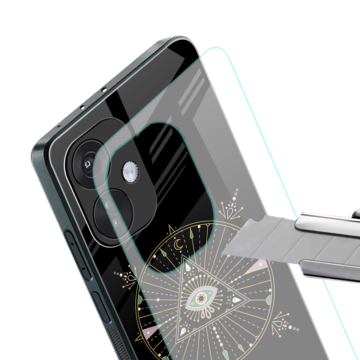 evil eye mandala black back phone cover | glass case for oneplus nord ce 3