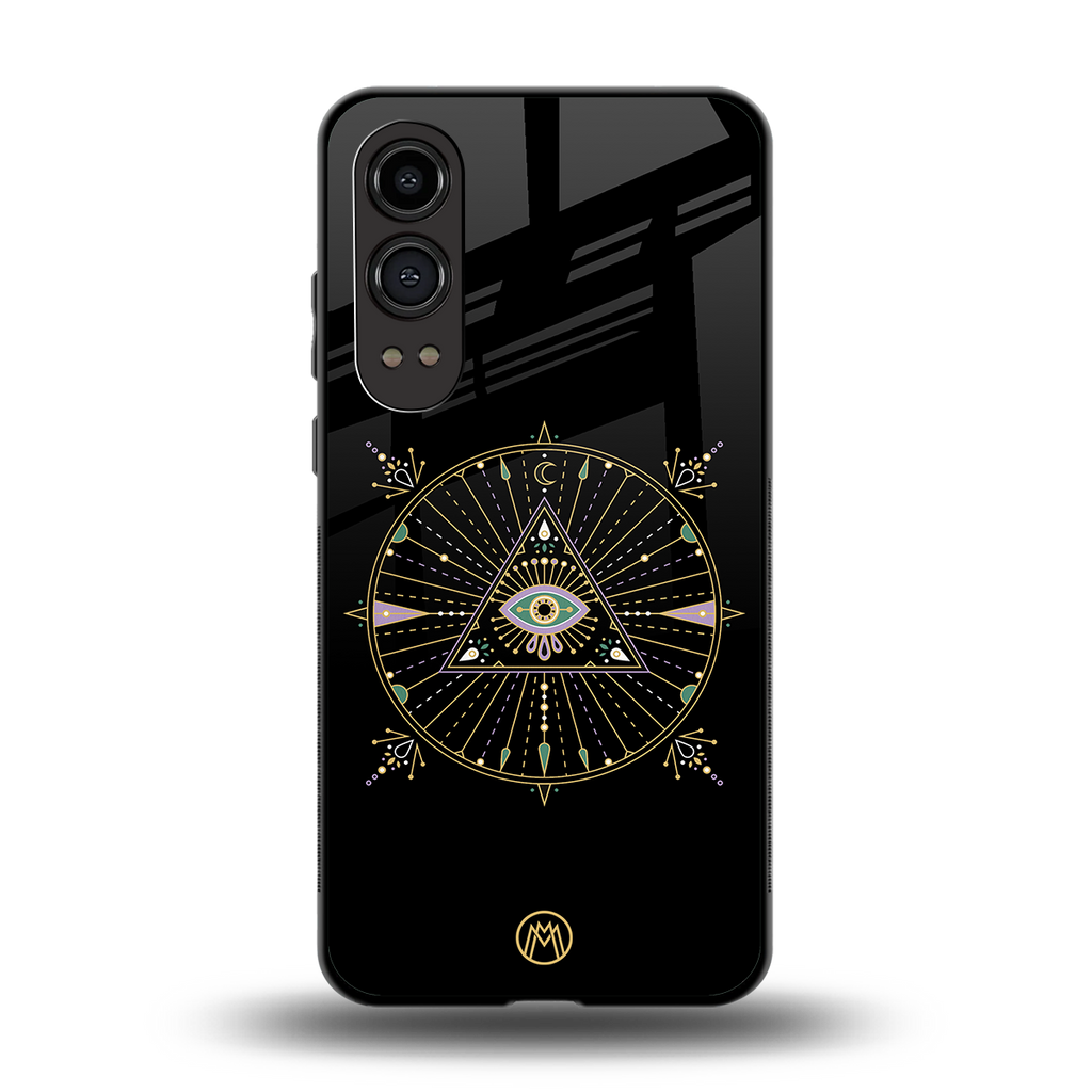 evil eye mandala black back phone cover | glass case for oneplus nord ce 4 lite