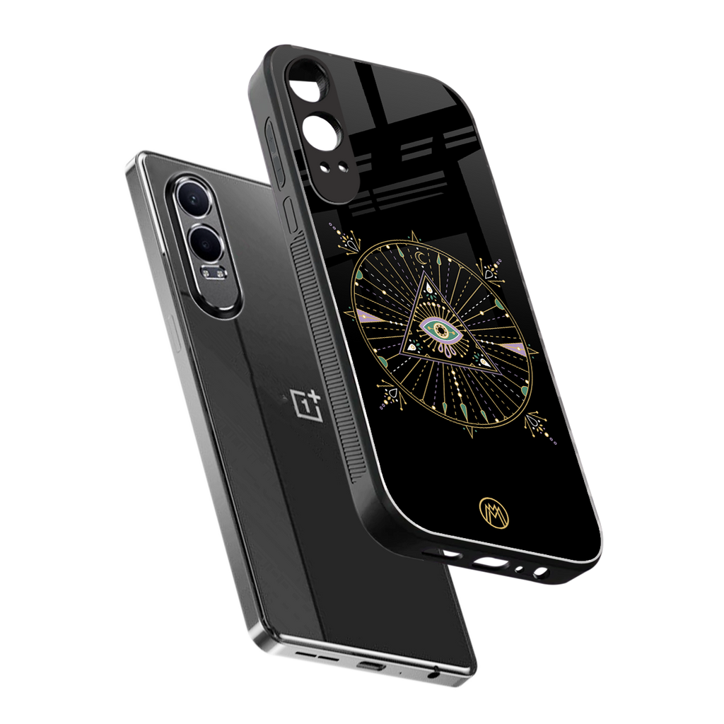 evil eye mandala black back phone cover | glass case for oneplus nord ce 4 lite