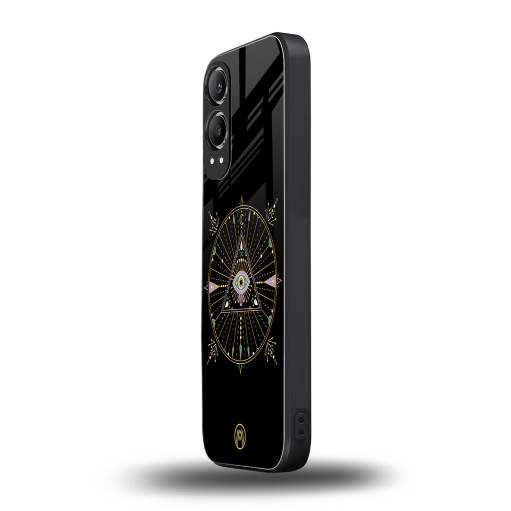 evil eye mandala black back phone cover | glass case for oneplus nord ce 4 lite