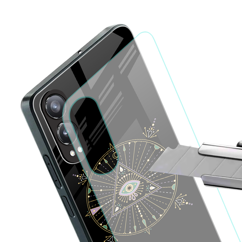 evil eye mandala black back phone cover | glass case for oneplus nord ce 4 lite