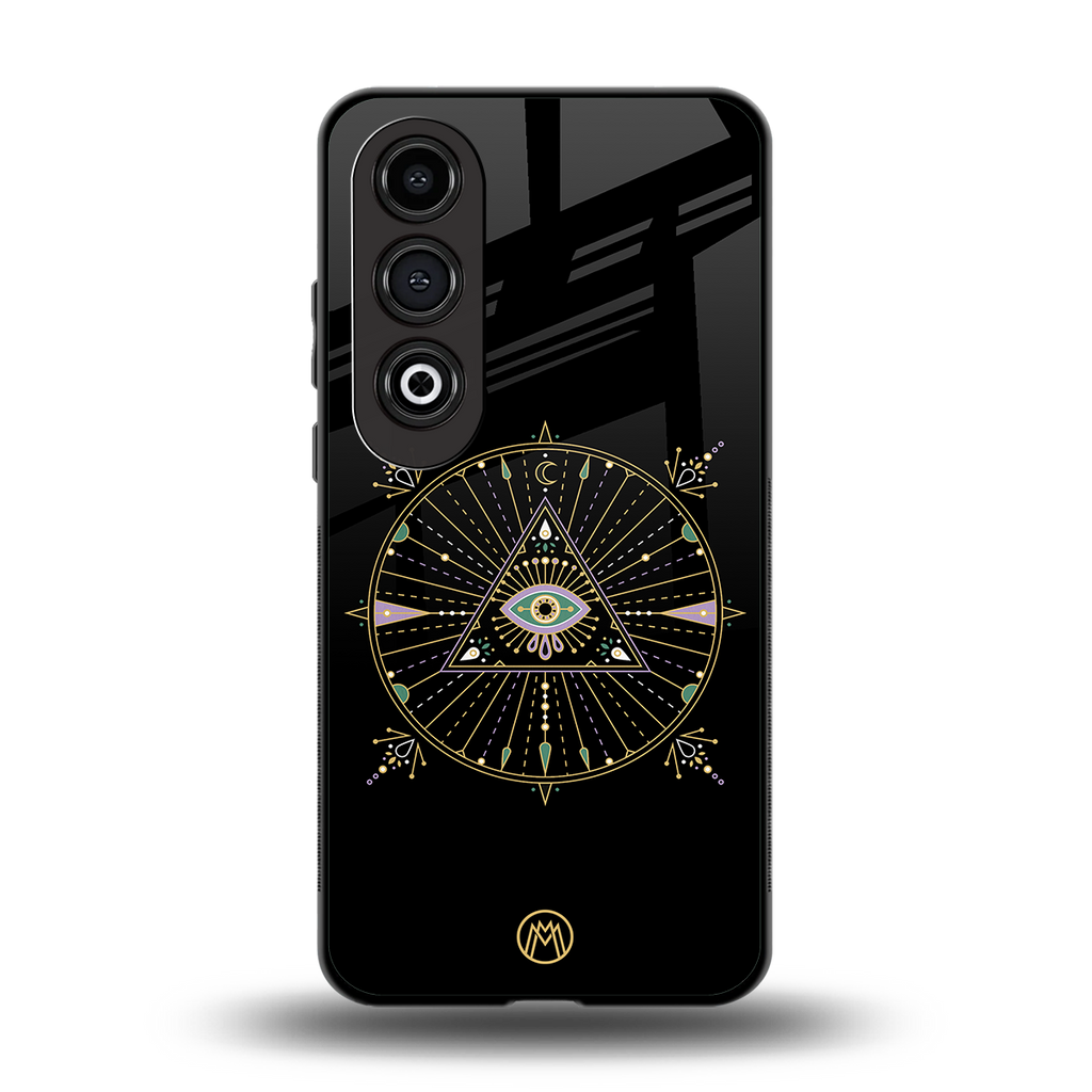evil eye mandala black back phone cover | glass case for oneplus nord ce 4