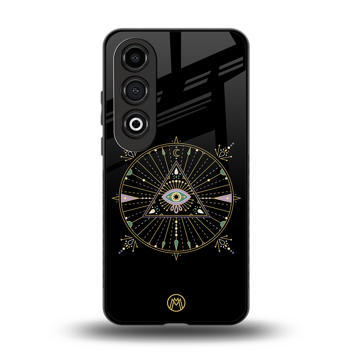 evil eye mandala black back phone cover | glass case for oneplus nord ce 4