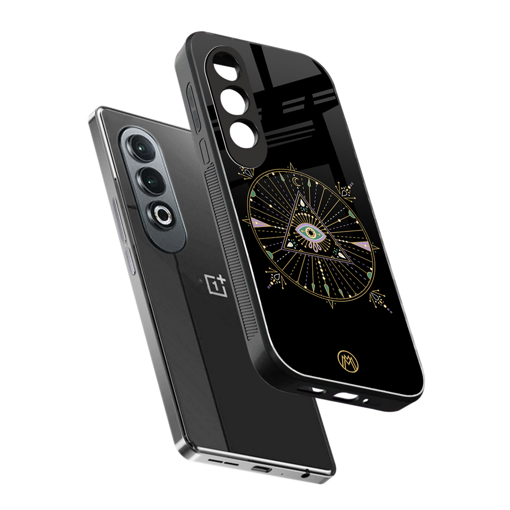 evil eye mandala black back phone cover | glass case for oneplus nord ce 4