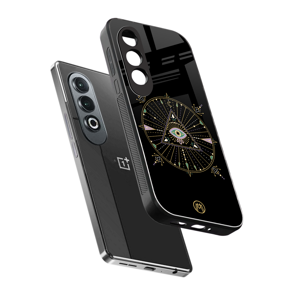 evil eye mandala black back phone cover | glass case for oneplus nord ce 4