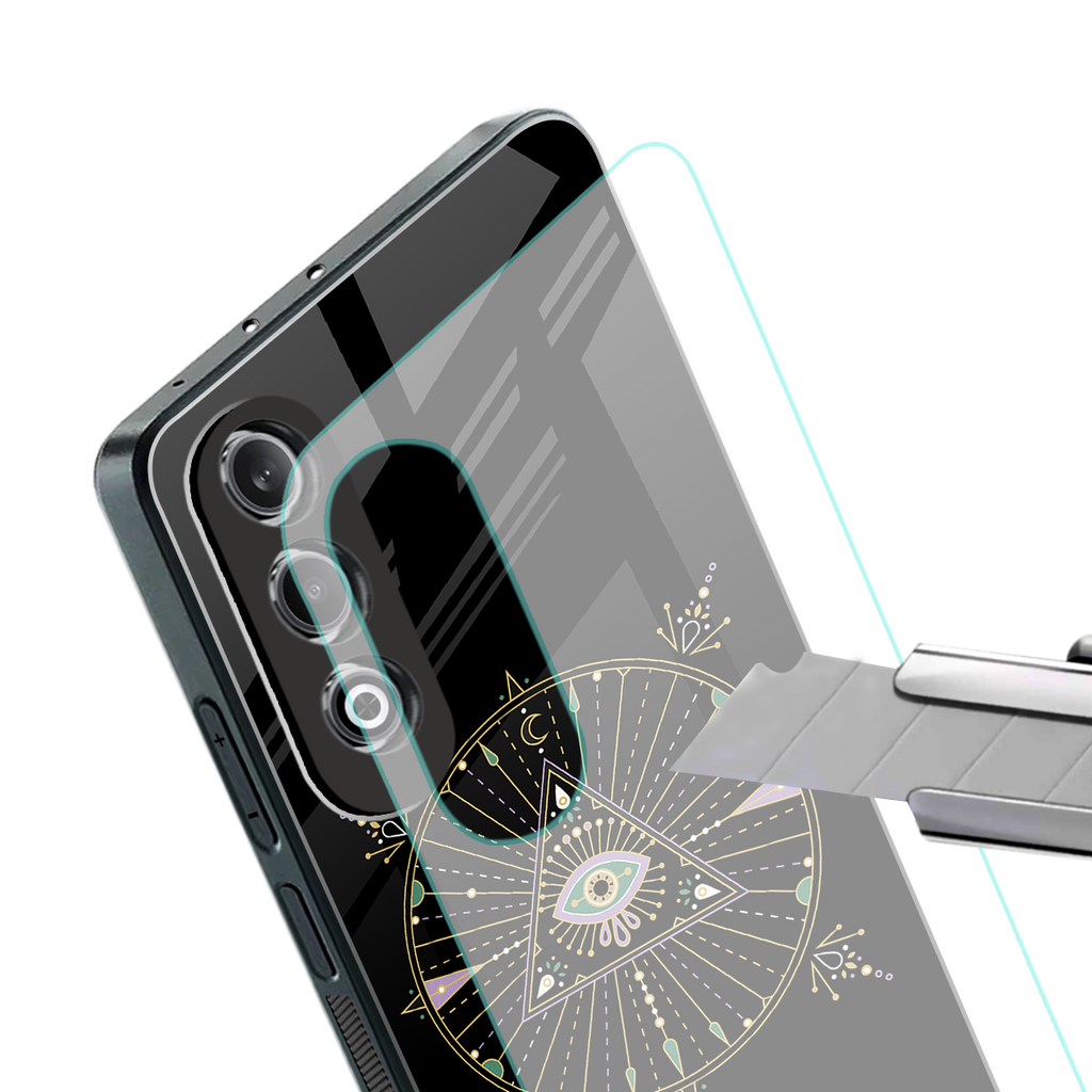 evil eye mandala black back phone cover | glass case for oneplus nord ce 4