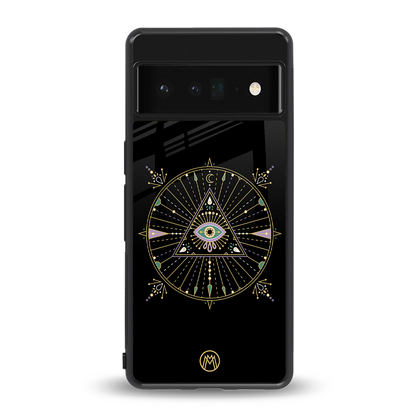 evil eye mandala black back phone cover | glass case for google pixel 6 pro