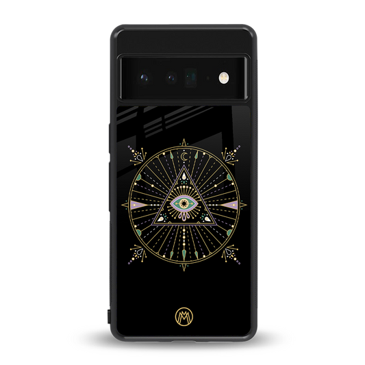 evil eye mandala black back phone cover | glass case for google pixel 6 pro