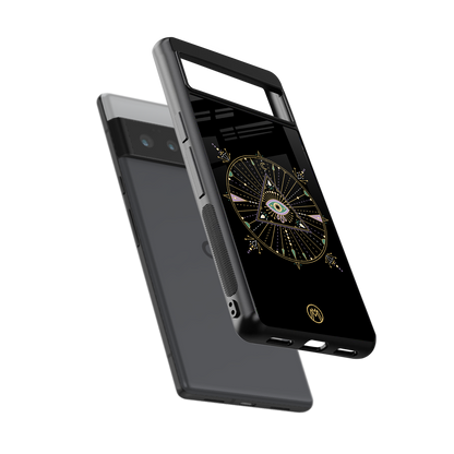 evil eye mandala black back phone cover | glass case for google pixel 6 pro