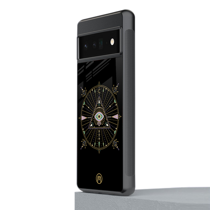 evil eye mandala black back phone cover | glass case for google pixel 6 pro