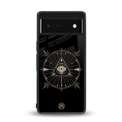 evil eye mandala black back phone cover | glass case for Google Pixel 6A