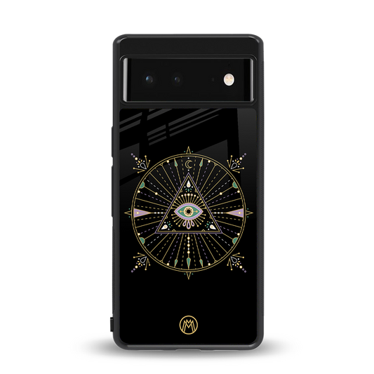 evil eye mandala black back phone cover | glass case for Google Pixel 6A