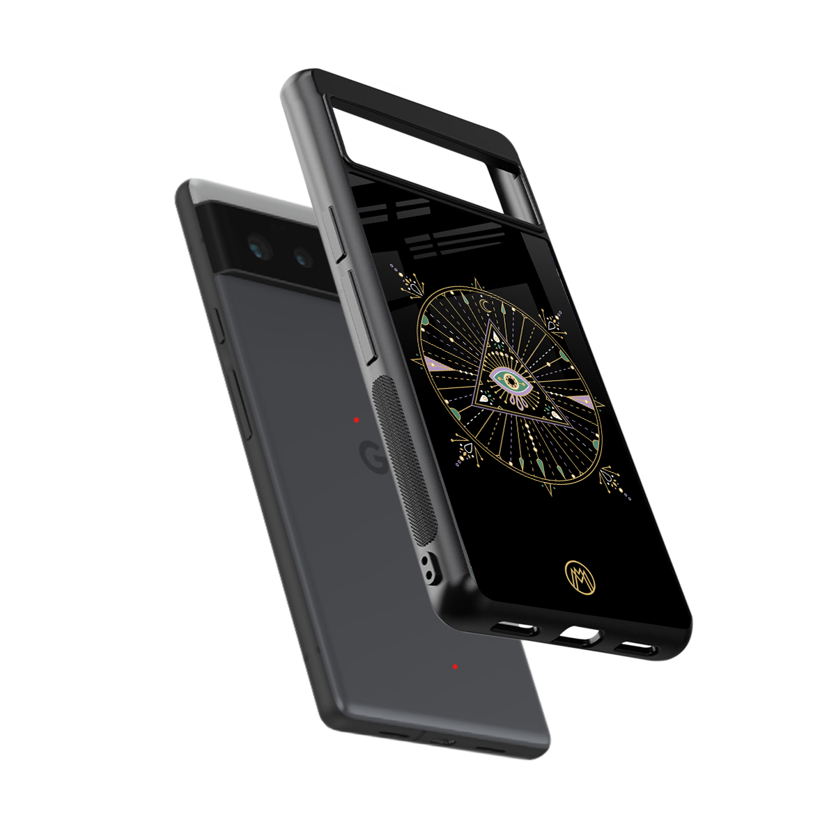 evil eye mandala black back phone cover | glass case for google pixel 6