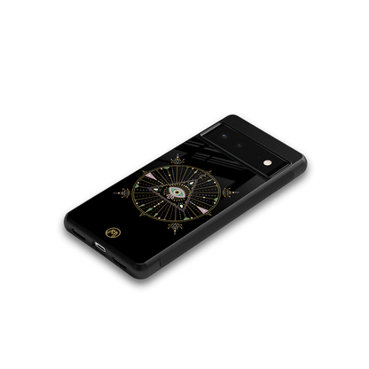 evil eye mandala black back phone cover | glass case for Google Pixel 6A