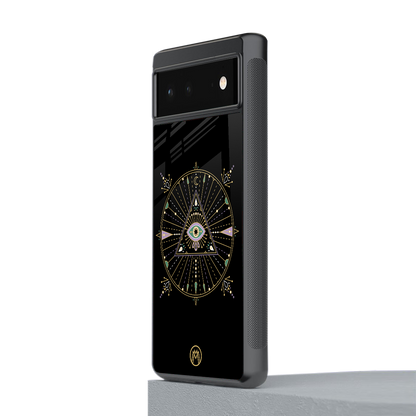 evil eye mandala black back phone cover | glass case for Google Pixel 6A