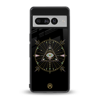 evil eye mandala black back phone cover | glass case for google pixel 7 pro