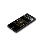 evil eye mandala black back phone cover | glass case for google pixel 7 pro