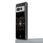 evil eye mandala black back phone cover | glass case for google pixel 7 pro