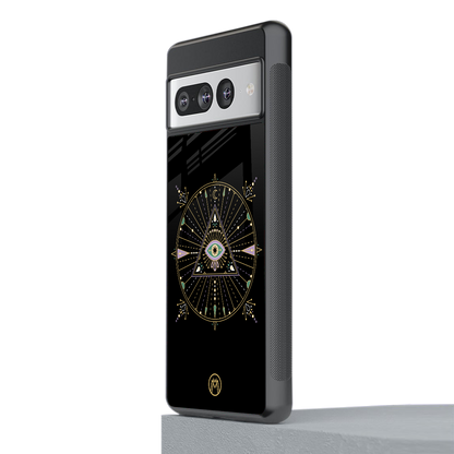 evil eye mandala black back phone cover | glass case for google pixel 7 pro