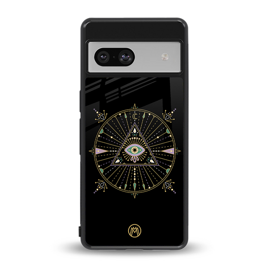evil eye mandala black back phone cover | glass case for Google Pixel 7A