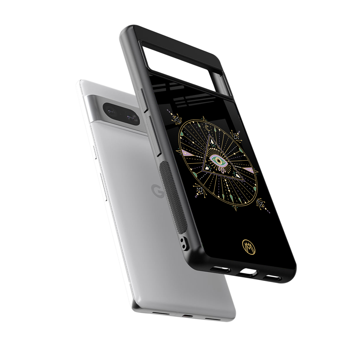 evil eye mandala black back phone cover | glass case for Google Pixel 7