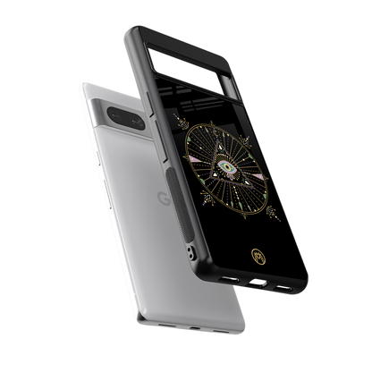 evil eye mandala black back phone cover | glass case for Google Pixel 7A