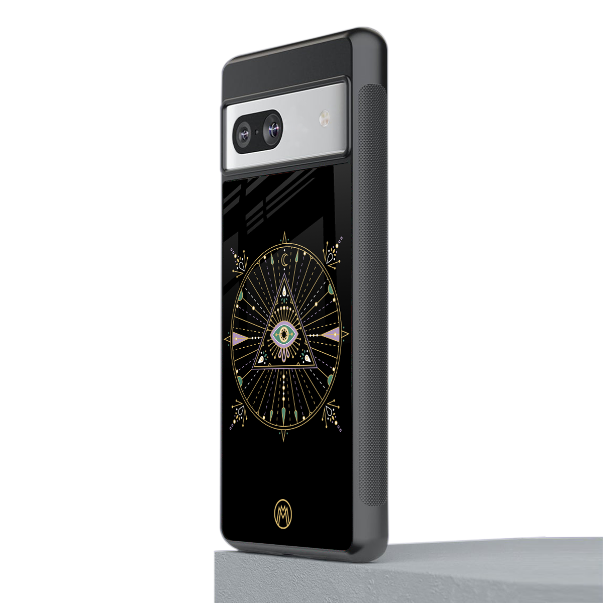 evil eye mandala black back phone cover | glass case for Google Pixel 7A