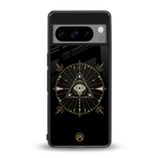 evil eye mandala black back phone cover | glass case for google pixel 8 pro