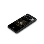 evil eye mandala black back phone cover | glass case for google pixel 8 pro