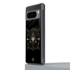 evil eye mandala black back phone cover | glass case for google pixel 8 pro