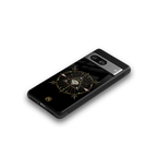 evil eye mandala black back phone cover | glass case for Google Pixel 8