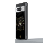 evil eye mandala black back phone cover | glass case for Google Pixel 8
