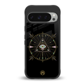 evil eye mandala black back phone cover | glass case for google pixel 9 pro