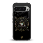 evil eye mandala black back phone cover | glass case for google pixel 9 pro