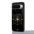 evil eye mandala black back phone cover | glass case for google pixel 9 pro