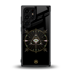 evil eye mandala black back phone cover | glass case for samsung galaxy s23 ultra